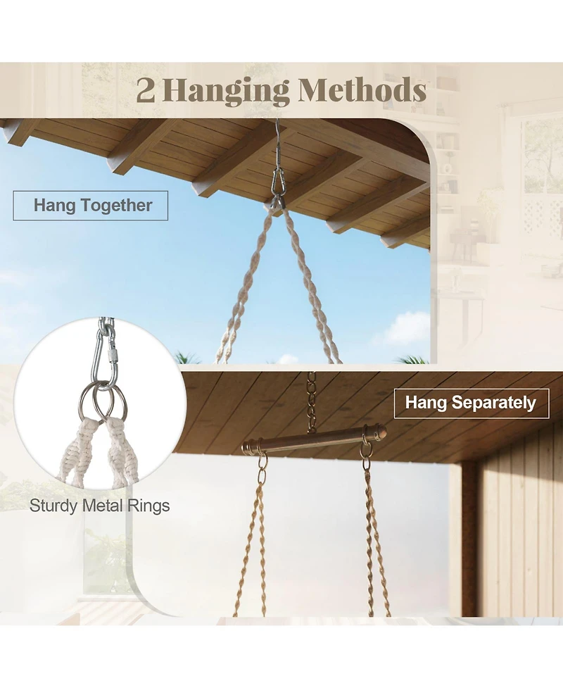 Hanging Hammock Chair with Cotton Rope, Macrame Swing Seat for Home Patio
