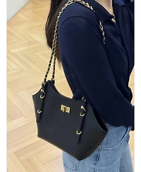 Susu Luxea Quilted Chain Shoulder Bag Small Leather Handbag with Gold Strap