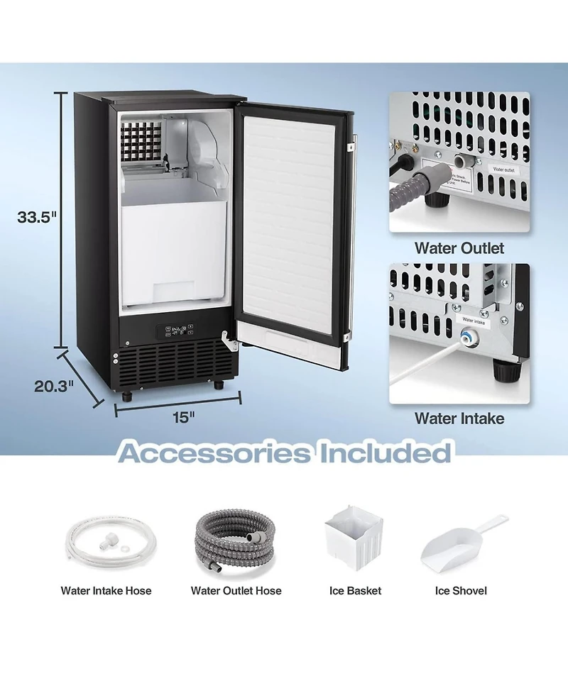 Cowsar Built-in Ice Maker, 80lbs/Day with Timer and Self-Cleaning