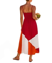 Cupshe Women's Sunny Honey Colorblock Maxi Beach Dress