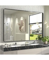 Apmir 60" x 40" High-Strength Tempered Glass and Aluminum Alloy Framed Wall Decor Bathroom Vanity Mirror
