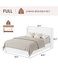 gaomon Lift Up Storage Bed Frame - Corduroy Upholstered Platform Bed with Gas Lift, Padded Headboard