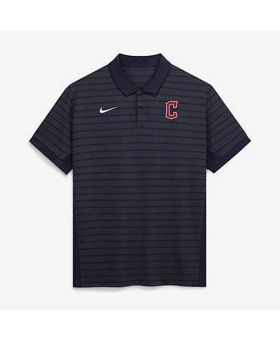 Nike Men's Navy Cleveland Guardians Authentic Collection Striped Victory Dri-fit Polo Shirt