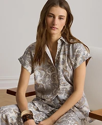 Lauren Ralph Women's Buttoned Placket Short-Sleeve Shirt