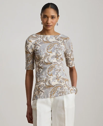 Lauren Ralph Women's Boat Neck Short-Sleeve Blouse