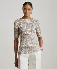 Lauren Ralph Women's Boat Neck Short-Sleeve Blouse