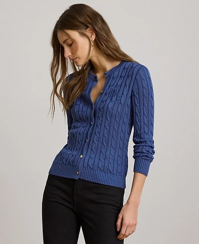 Lauren Ralph Women's Crewneck Buttoned Placket Cardigan Sweater