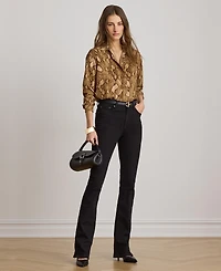 Lauren Ralph Women's Buttoned Placket Long-Sleeve Shirt