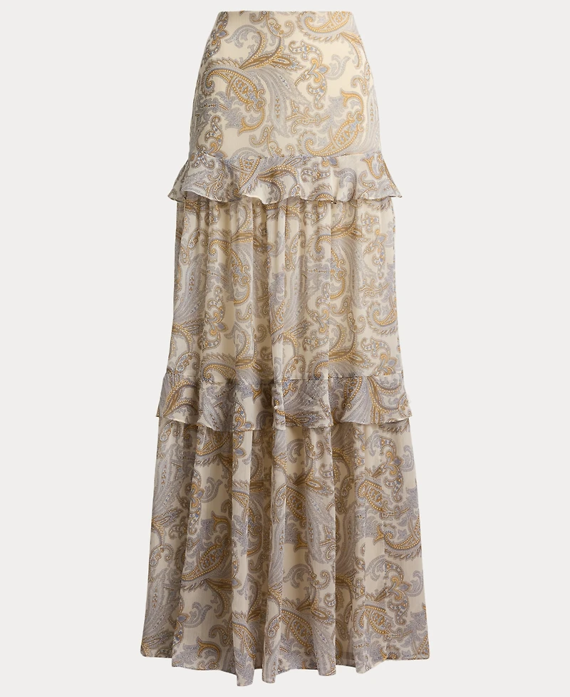 Lauren Ralph Women's Tiered A-Line Maxi Skirt