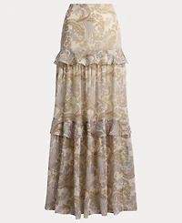 Lauren Ralph Women's Tiered A-Line Maxi Skirt
