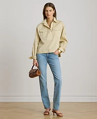 Lauren Ralph Women's Long-Sleeve Cropped Shirt