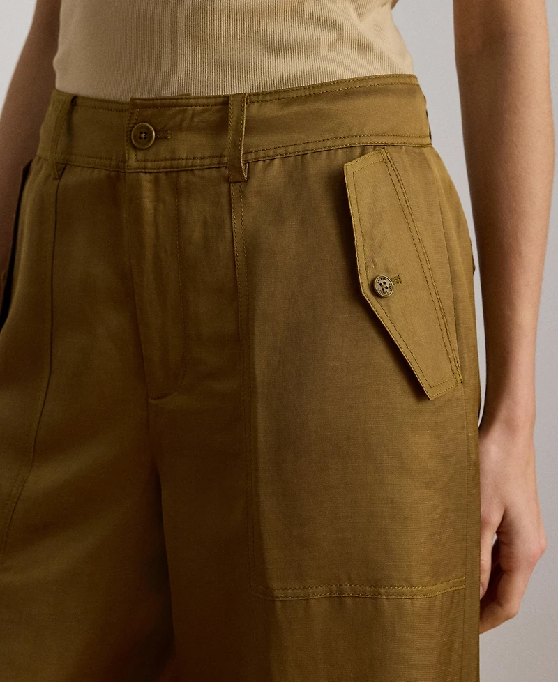 Lauren Ralph Women's Shantung Barrel Cargo Pants