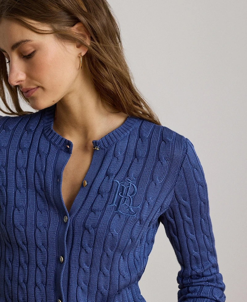 Lauren Ralph Women's Crewneck Buttoned Placket Cardigan Sweater