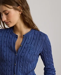 Lauren Ralph Women's Crewneck Buttoned Placket Cardigan Sweater