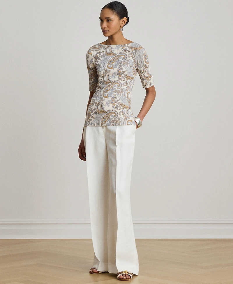 Lauren Ralph Women's Boat Neck Short-Sleeve Blouse