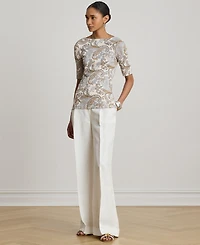 Lauren Ralph Women's Boat Neck Short-Sleeve Blouse