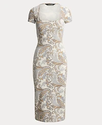 Lauren Ralph Lauren Women's Slim-Fit Square Neck Short-Sleeve Midi Dress