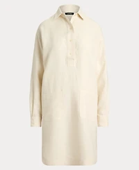 Lauren Ralph Women's Linen Spread Collar Long Sleeve Shirt Dress