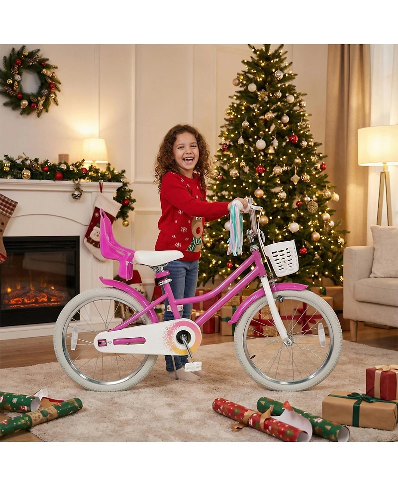 Slickblue Kids Bike with Front Basket and Two Brake System for Secure Riding