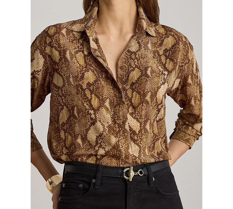 Lauren Ralph Petite Relaxed Button-Front Shirt