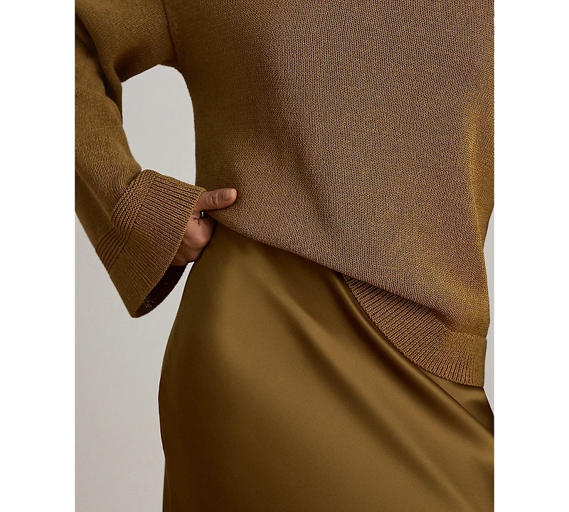 Lauren Ralph Petite Satin A-Line Maxi Skirt