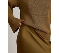 Lauren Ralph Petite Satin A-Line Maxi Skirt