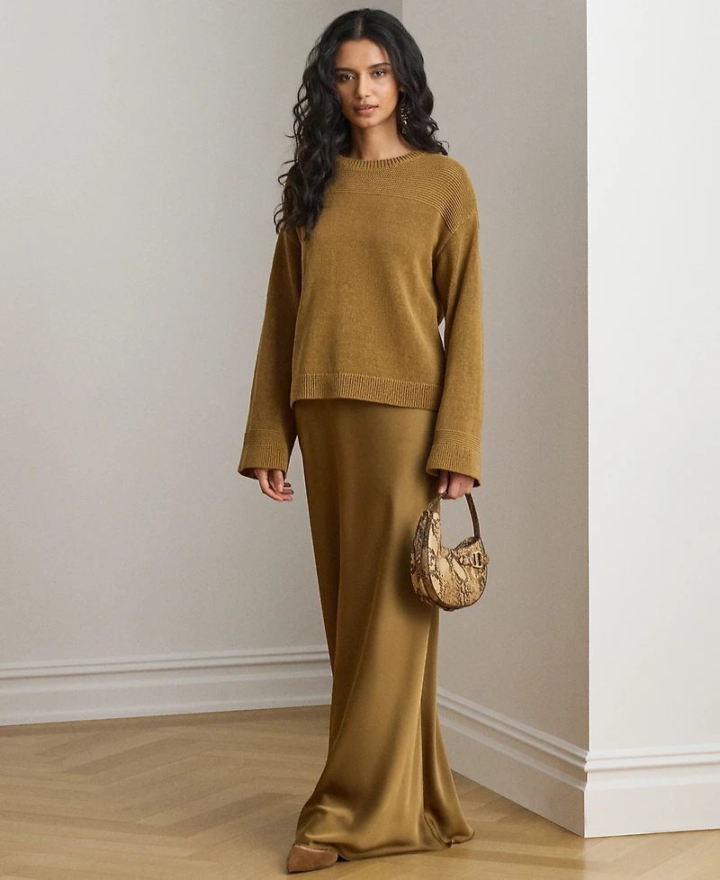 Lauren Ralph Petite Crewneck Drop-Shoulder Sweater