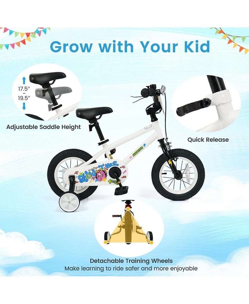 Slickblue Kids Ride On Bike with Training Wheels