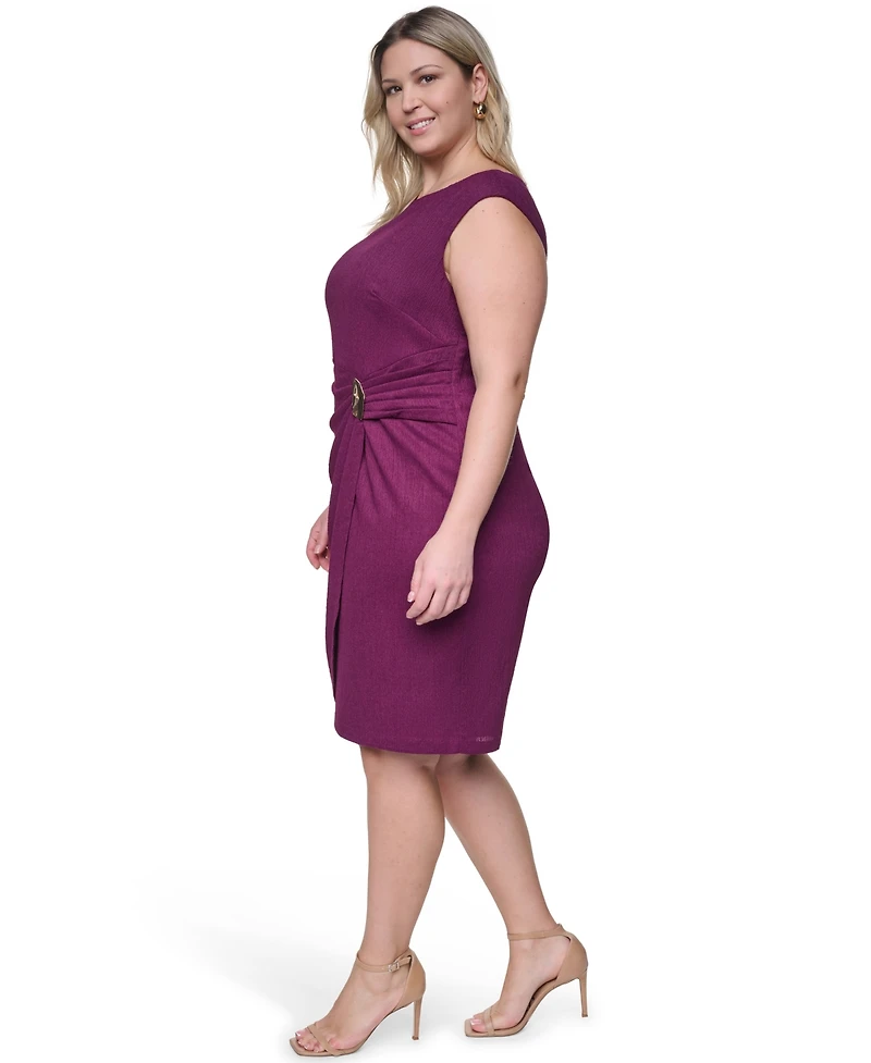 Jessica Howard Plus Short-Sleeve Boat Neck Dress