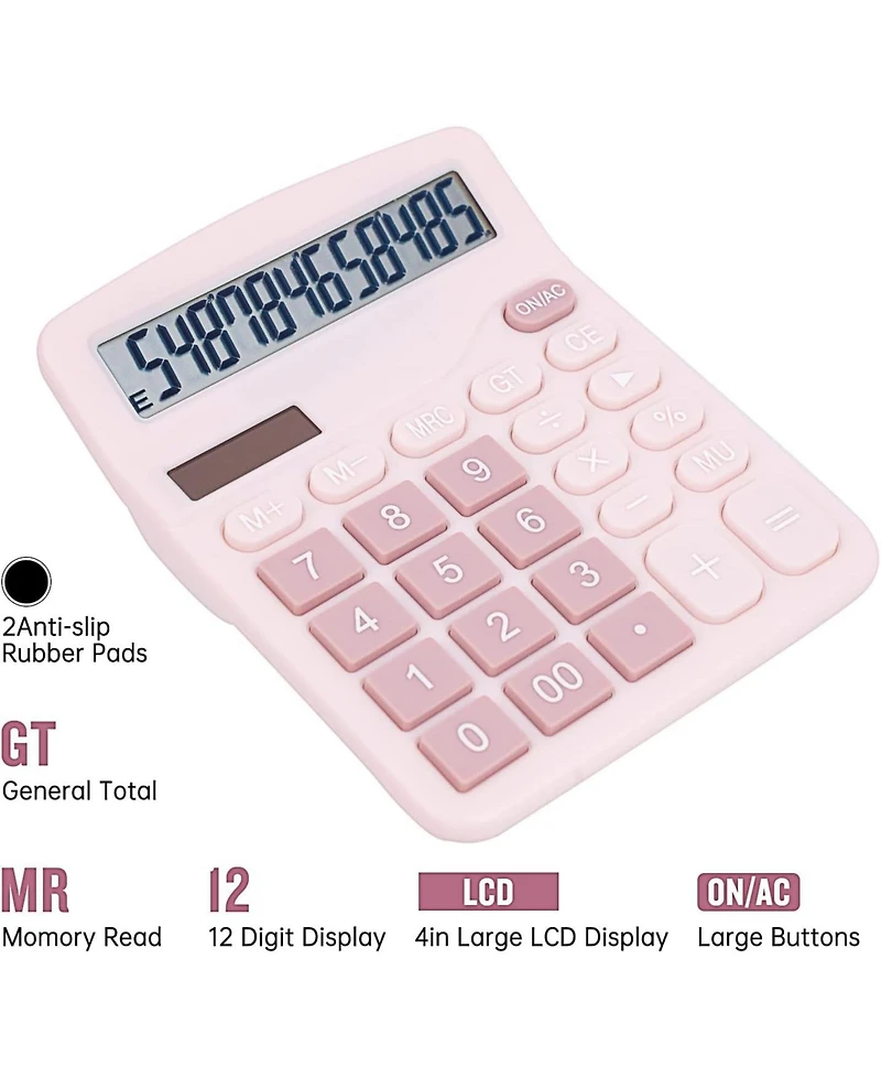 Danrong Cute Desktop Calculator Big Buttons, Dual Power Solar/Battery, Large Display for Office Teachers