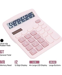 Danrong Cute Desktop Calculator Big Buttons, Dual Power Solar/Battery, Large Display for Office Teachers