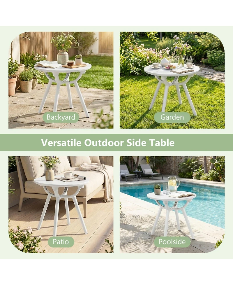 Gymax 2 pieces Outdoor Side Table 20'' Round Storage Weather-Resistant End