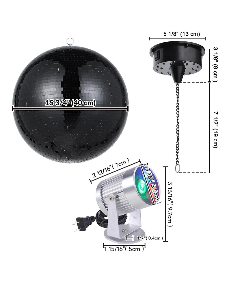 Yescom 16" Disco Mirror Ball Rgb Spotlight Rotating Motor Kit for Party Events