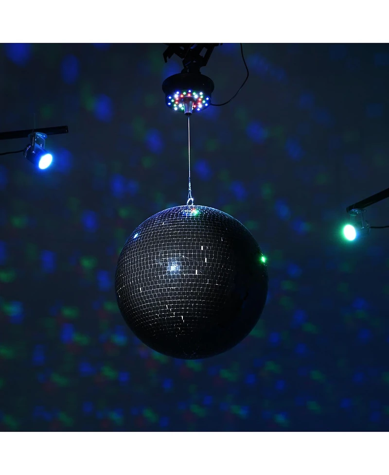 Yescom 16" Disco Mirror Ball 2 Rgb Spotlights Rotating Motor Kit Party Events