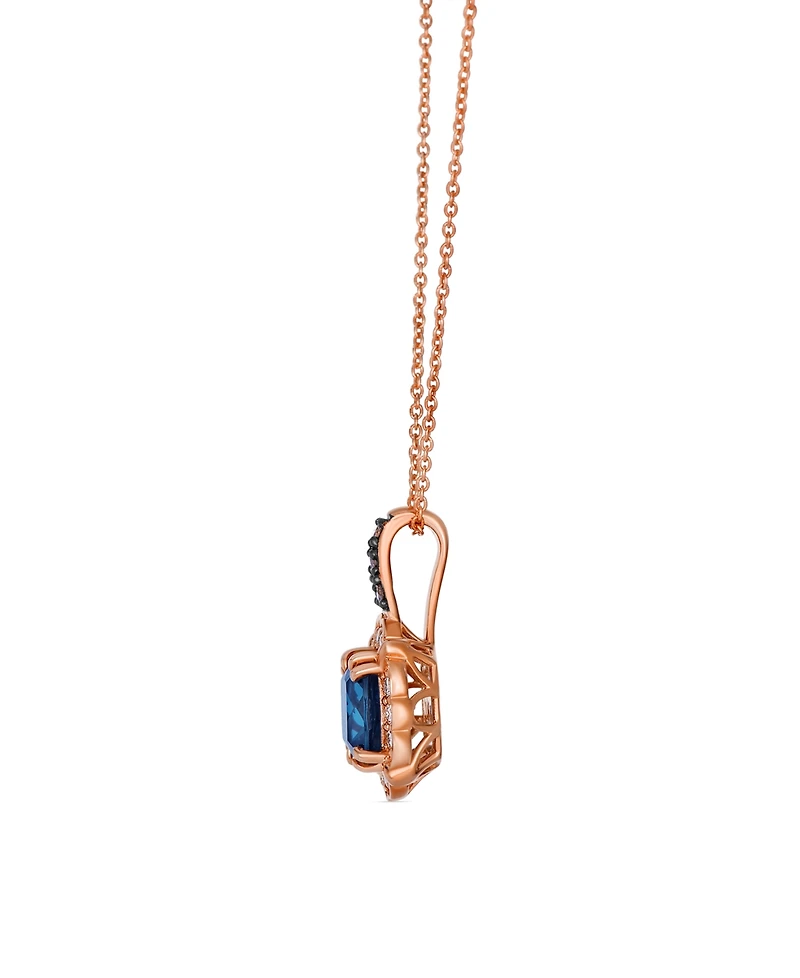 Le Vian Deep Sea Blue Topaz (1-5/8 ct. t.w.), Nude Diamond (1/6 ct. t.w.) & Chocolate Diamond (1/20 ct. t.w.) Pendant Necklace in 14k Strawberry Gold
