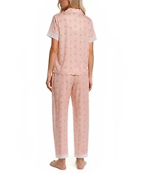Vera Bradley Women's Iconic Twin Print Notch Top and Pajama Capri Pants, 2 Piece Set