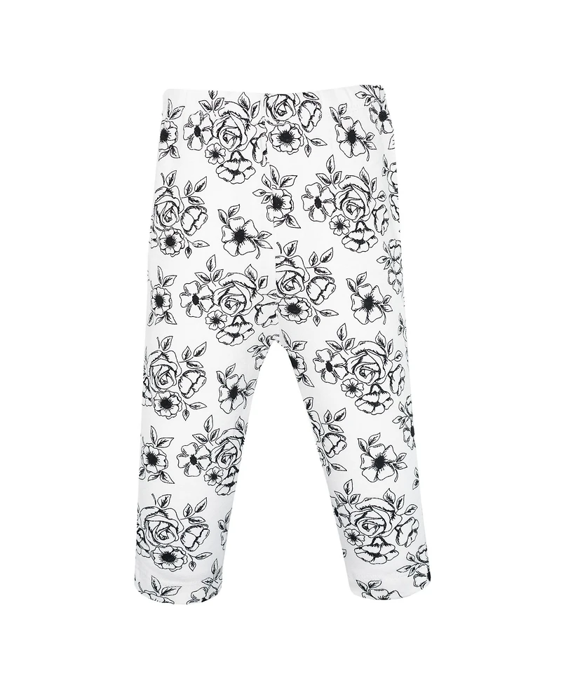 Hudson Baby Baby Girls Hudson Cotton Pants and Leggings, Black Toile Pink Bows