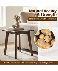 Gymax 2piece Solid Wood Side Table with Thickened Top and Curved Edge for Living Room Bedroom
