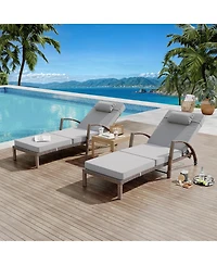 Homfan Adjustable Wicker Outdoor Chaise Lounge Chair with Wheels and Thick Washable Cushion, 5-Position Rattan Patio Recliner for Pool Garden
