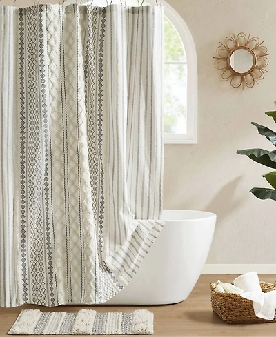 Ink+Ivy Imani Stripe Chenille Shower Curtain, 72" x 84"
