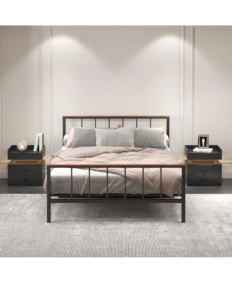 Streamdale Furniture Led Nightstand Drawers and Storage