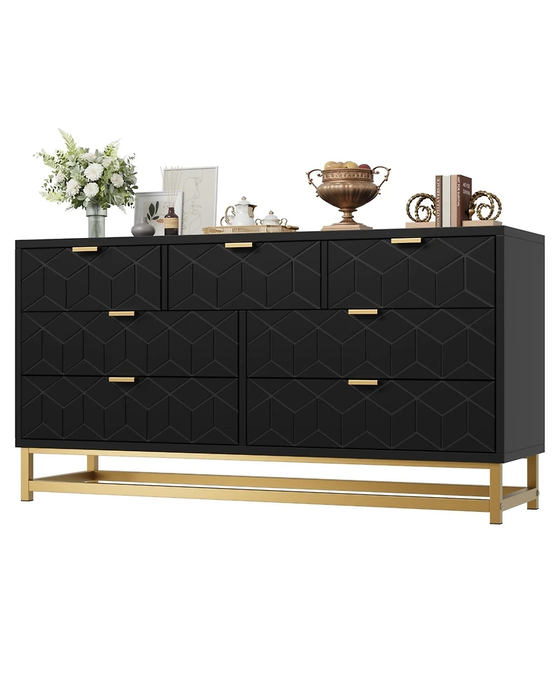 gaomon Dresser for Bedroom, 53.5" Wide Organizer, 7 Drawer with Metal Handle and Legs