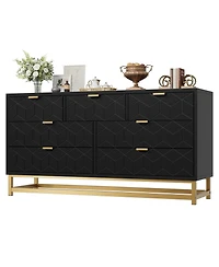 gaomon Dresser for Bedroom, 53.5" Wide Organizer, 7 Drawer with Metal Handle and Legs