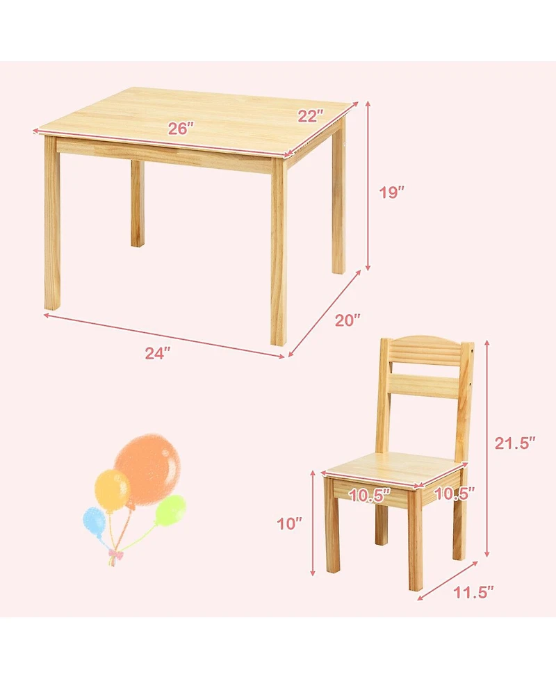 Slickblue Kids 5 Piece Table and Chair Set Wooden Playroom Furniture