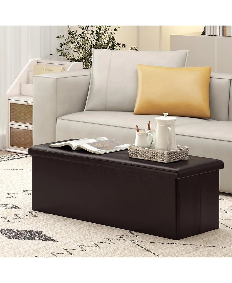 Slickblue Storage Ottoman Bench Folding Foot Rest Stool for Bedroom and Living Room Use