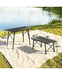 Outsunny Folding Picnic Table Adjustable Height 35" x15.7