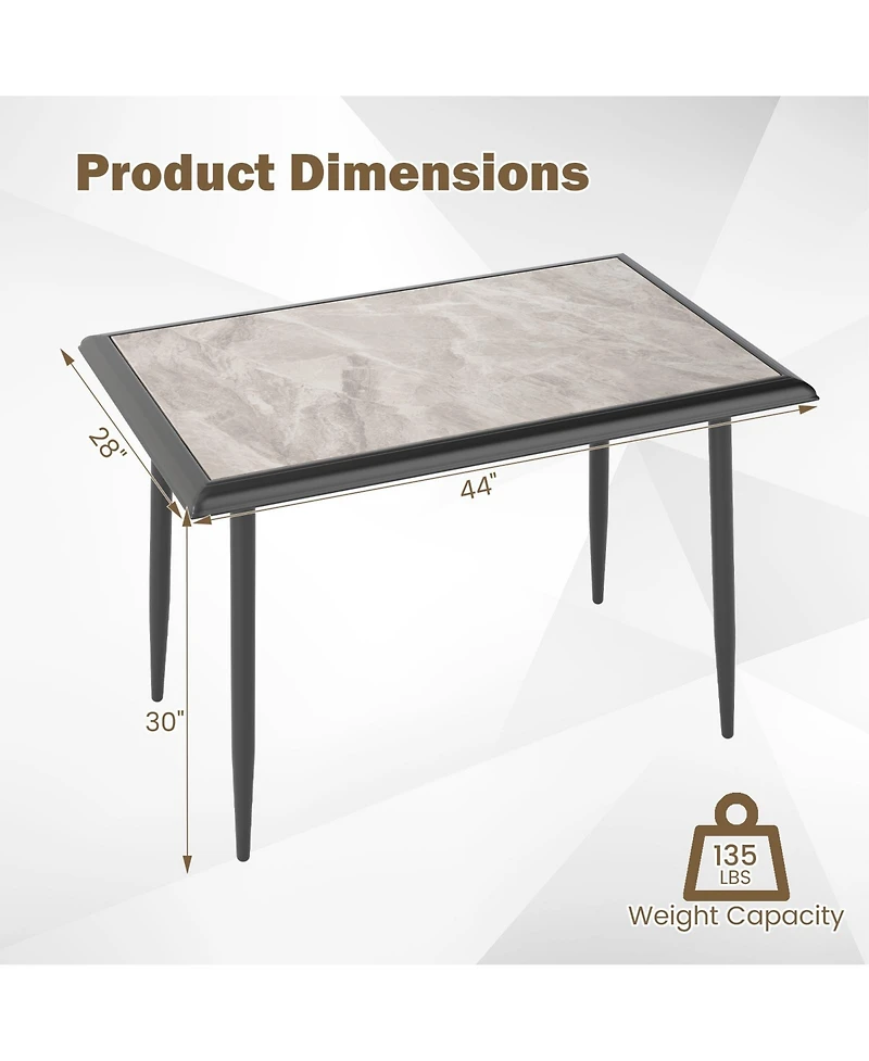 Slickblue Modern Rectangular Kitchen Table Sintered Stone Metal Frame