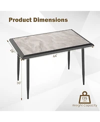 Slickblue Modern Rectangular Kitchen Table Sintered Stone Metal Frame