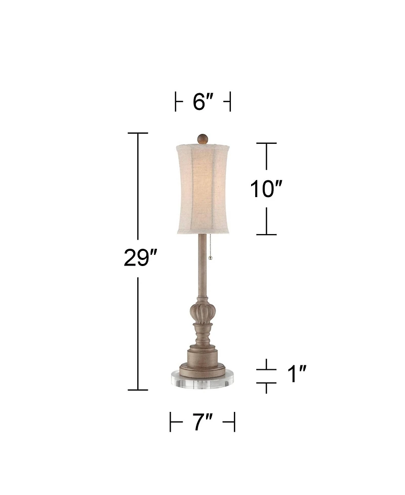 Regency Hill Bertie Traditional Buffet Table Lamps Set of 2 with Round Risers 28 Inches Tall Wood Fabric Drum Shade for Bedroom