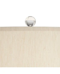 Possini Euro Design Teresa Modern Coastal Table Lamp with Square Riser 32.5 Inches Tall Drip Ceramic Drum Shade for Bedroom Living Room